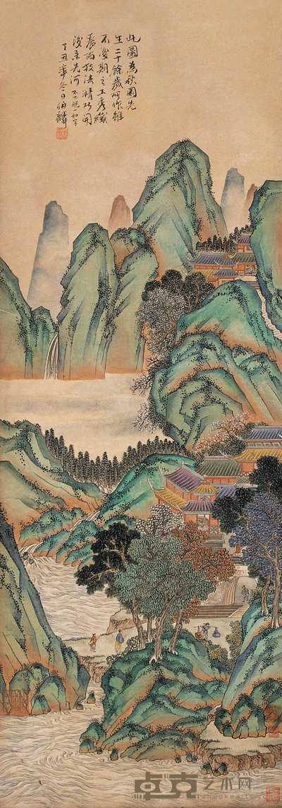 黄秋园 青山幽阁 立轴 97.5×34cm